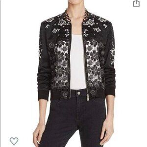 Elie Tahari Brandy Black Lace Laser Cut Embroidered Jacket